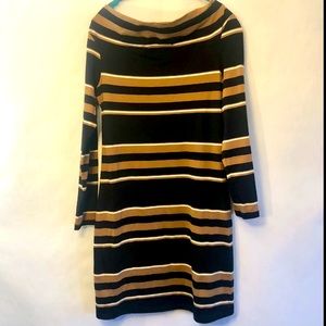 Street One Long Brown Black White Striped Dress Unworn Long Sleeve